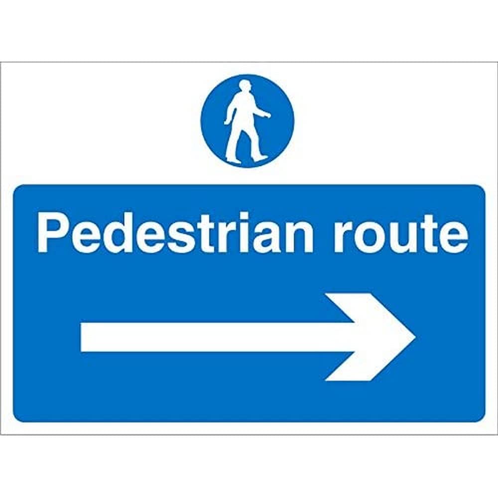 Seco Pedestrian Route with Arrow Pointing Right Sign, 400mm x 300mm - 4mm Fluted Board