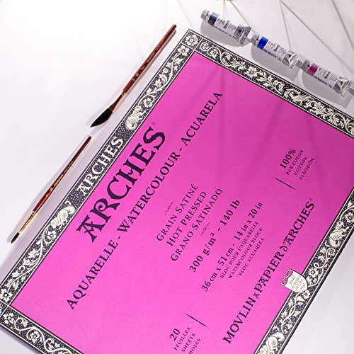 Arches Watercolor Paper Block, Hot Press, 14" x 20", 140 pound