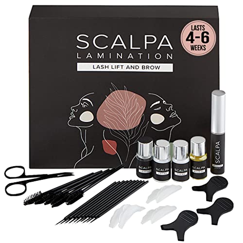 SCALPA Professional Lash Lift & Brow Lamination Complete Kit, Semi-Permanent Eyelash Perm for Lash Curling, Eyebrow Perm Kit for Full Brows