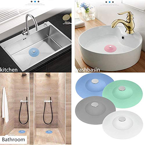 Image of KPNG Shower Drain Stopper - Silicone Bathtub Sink Stopper Hair Trap Hair Catcher Bathtub Drain Strainers Protectors Cover for Floor Laundry Kitchen and Bathroom (Pack of-5, Random)