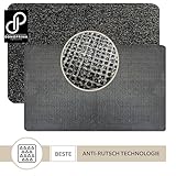 DOMOPRIMA® Fußmatte 60x40 cm Anthrazit – Waschbare Schmutzfangmatte aus Mikrofaser, rutschfest und extra saugstark, 7 mm flach, Türmatte für Eingang, Flur, Küche, Bad und Haustier