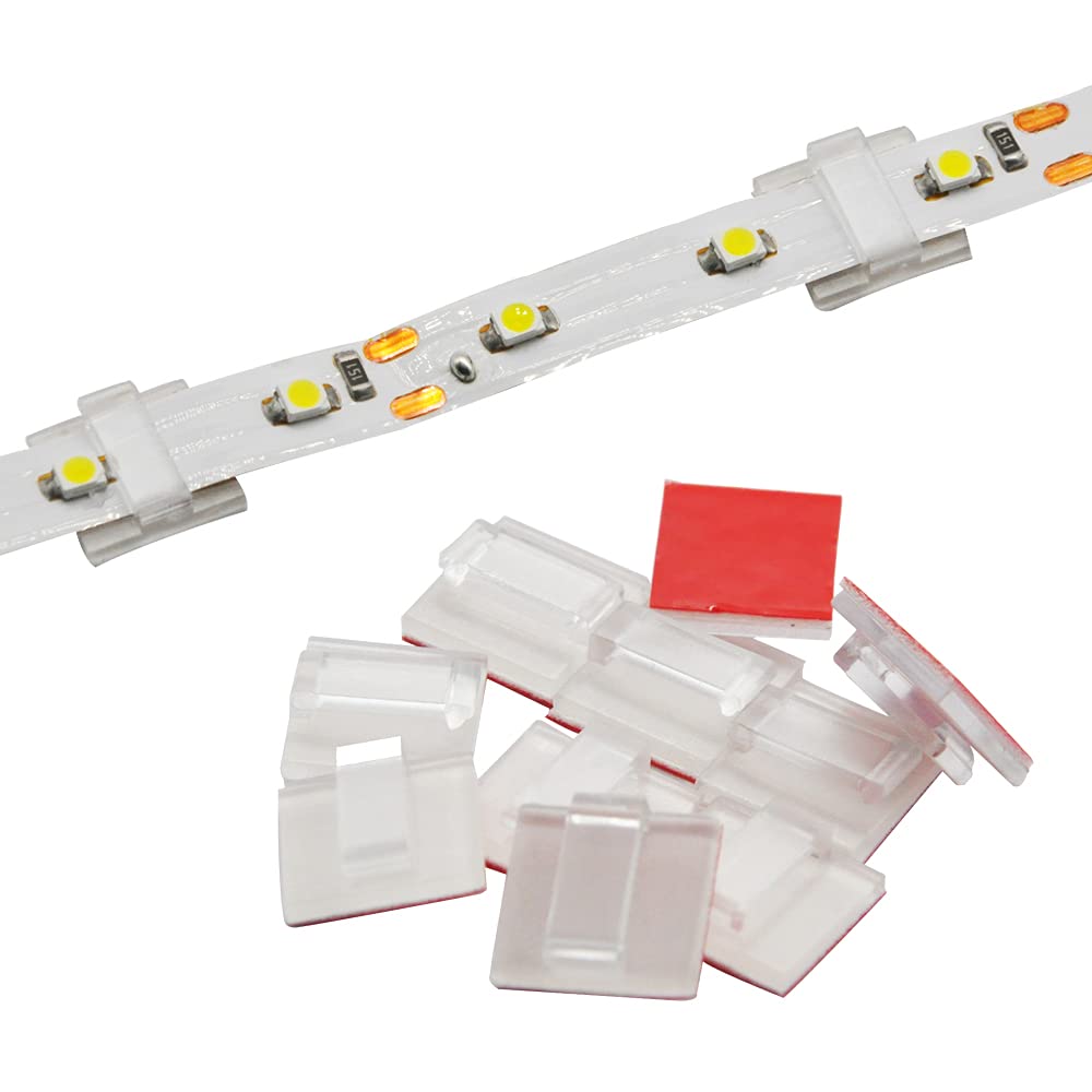 GooChan 100-Pack LED Strip Mounting Clips - Clear, Ultra-Thin Fixing Brackets With Screws For COB & PCB Light Strips