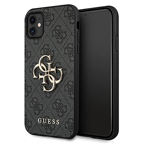 GUESS GUHCN614GMGGR - Cover per iPhone 11 6,1", colore: Grigio 4G, logo Big Metal