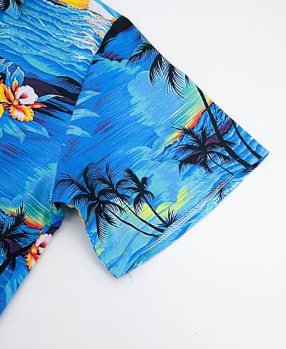 Weecreeture Boy's Button Down Hawaiian Shirt Short Sleeve, Kids Summer Beach Hawaiian Shirts for Boys for 7-14 Years4
