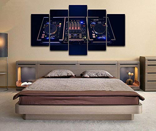 Cuadro En Lienzo Decoracion 5 Piezas Hd Imagen Impresiones En Lienzo Dj Controller Mixer Music...