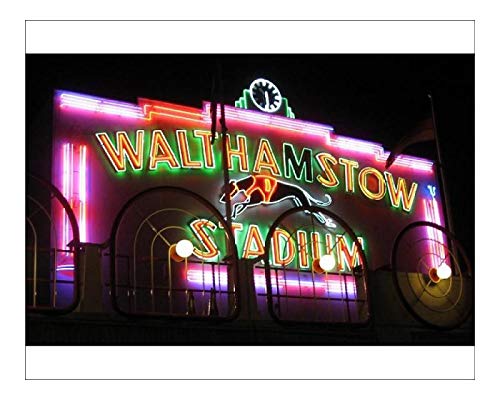 10x8 Print of Neon Frontage at Walthamstow Dog Racing Stadium (1375109)
