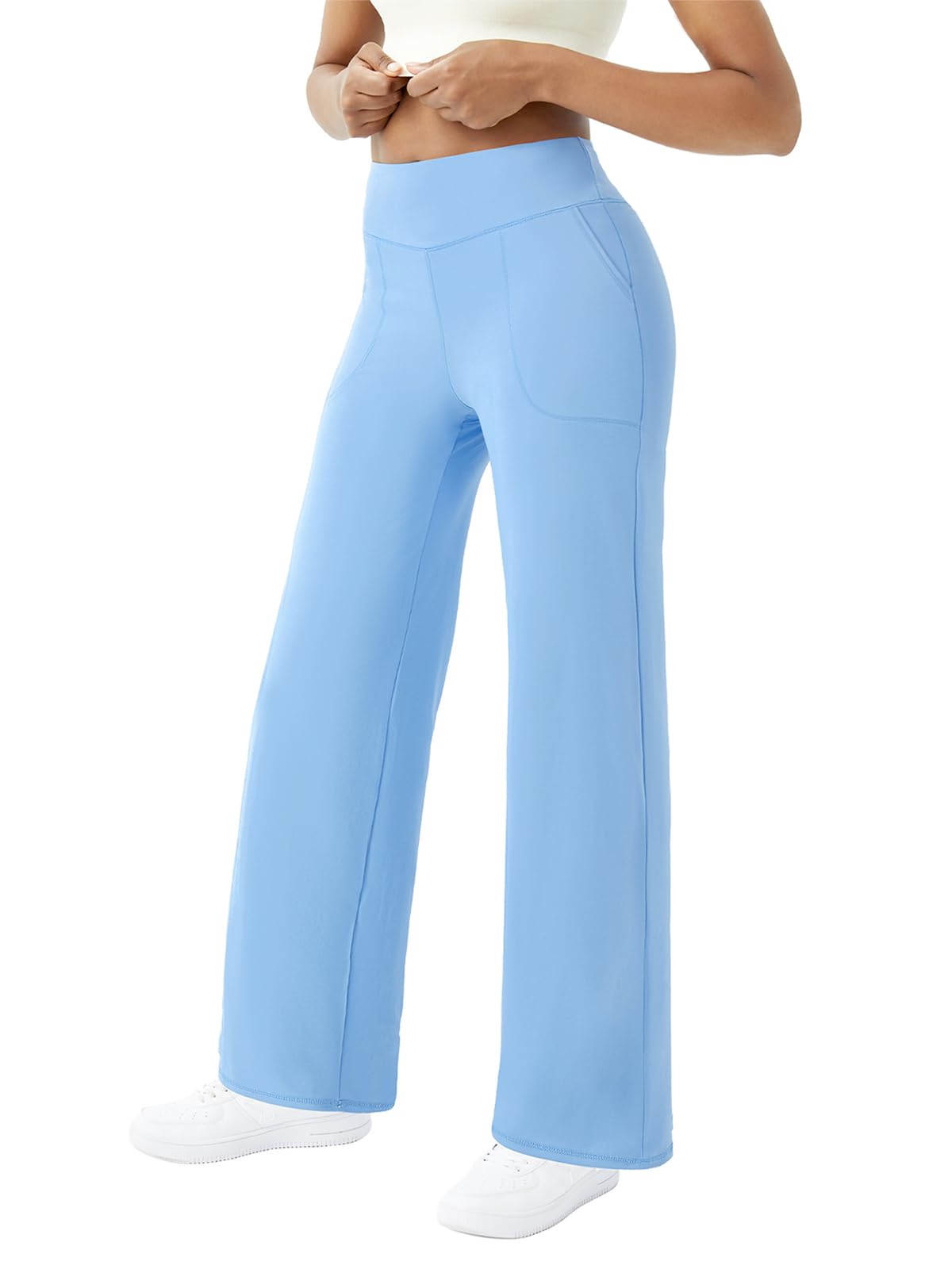 FireSwan Wide Leg Yoga Pants Women Stretch Dress Lounge Pants with Pockets High Waisted Loose Casual Trousers