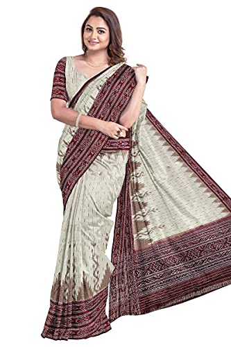 BHS Women's Sambalpuri Cotton Saree With Blouse Piece (saree12357...