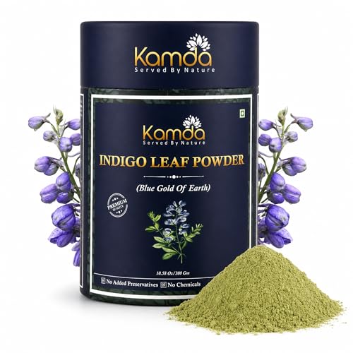 Image of Kamda Natural Indigo Powder for Hair & Beard Pack of 1 | 100% Pure Herbal Hair Color | Chemical-Free Grey Hair Coverage | No Ammonia, No PPD | Natural Black & Brown Shade with Henna | Men & Women | Conditions & Strengthens Hair