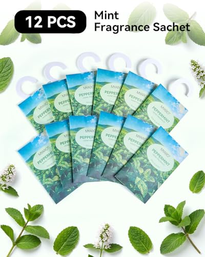 Image of MYARO Hanging Sachets Air Freshener for Home: 12 Packs Clean & Fresh Hanging Scented Sachet Bags for Closet, Clothes, Lingerie Drawer, Car, Bedroom, Laundry Fragrance Gift for New House (Mint)