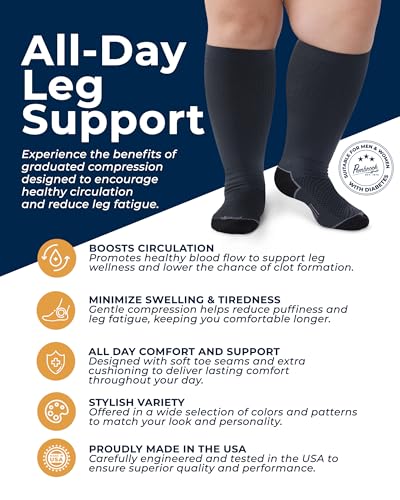 Image of Pembrook Plus Size Compression Socks for Women Wide Calf - 3 Pairs, 20-30mmHg Extra Wide Calf Compression Socks, Up to 4XL