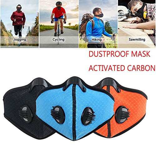 Dukars Sports Mask, Dustproof Mask Activated Carbon Filtration Exhaust Gas Anti Pollen Allergy PM2.5 Workout Running Motorcycle Cycling Mask (Orange)