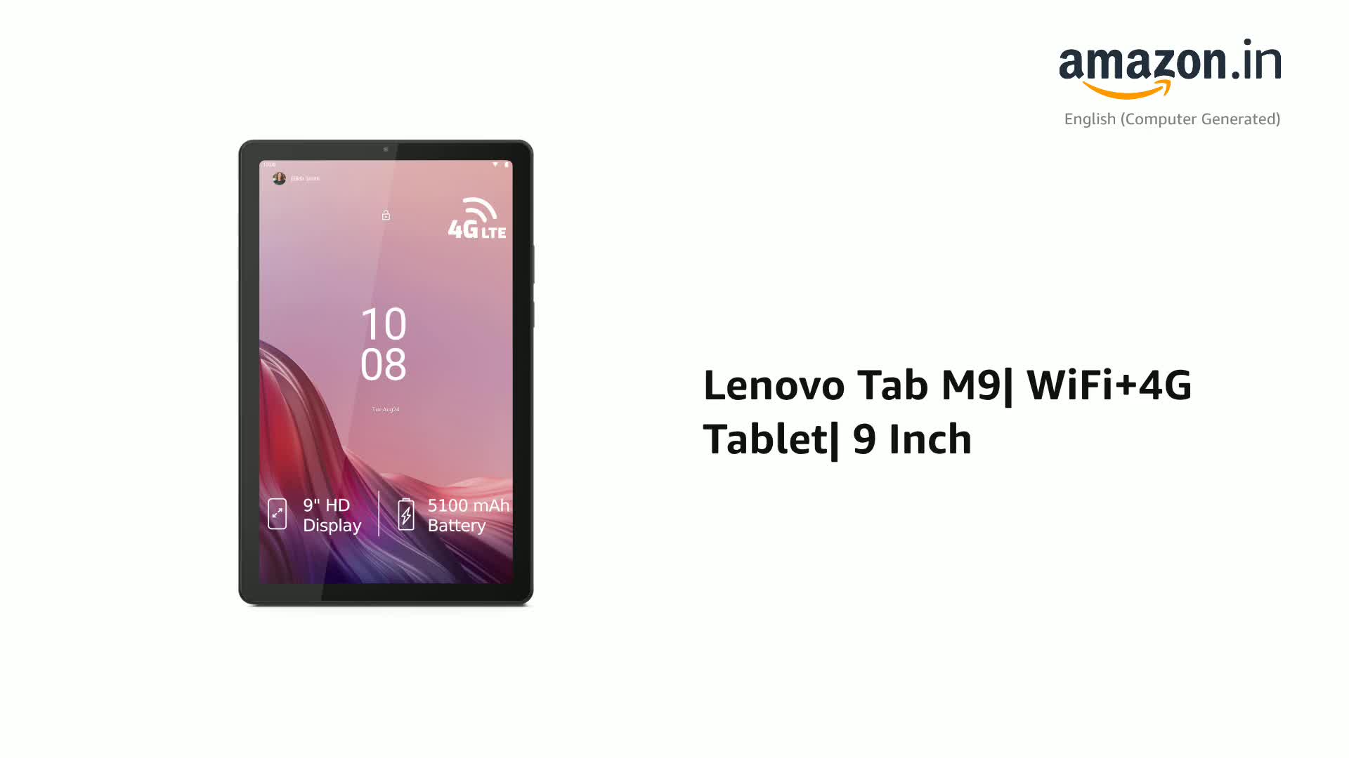 Lenovo Tab M9| WiFi+4G Tablet| 9 Inch (22.86 cm) HD Display| 4GB