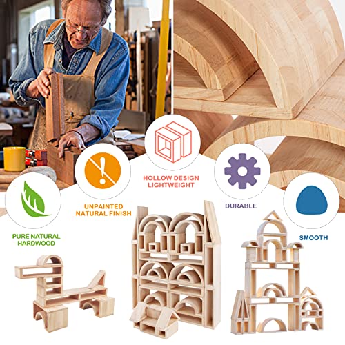 Xylolin Over-Sized Hollow Wooden Block Set For Kids, Natural 29 Piece Set Of Large Wood Blocks, Toddler Building And Stacking Blocks, Wooden Toys Building Blocks For Toddlers #TOP2