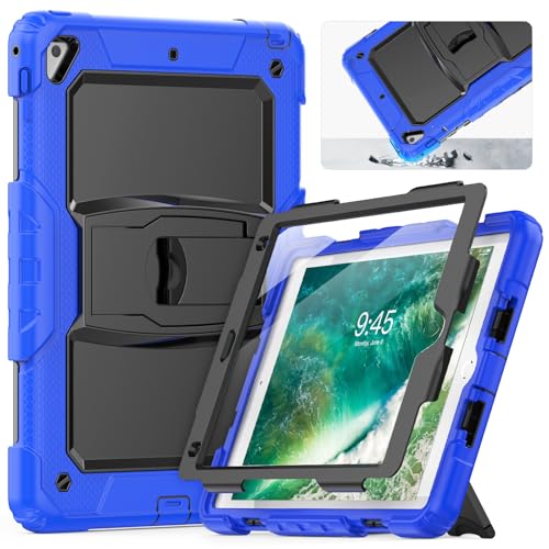 Coque iPad 9.7 idéale pour les enfants et les voyages en famille avec film écran de couleur bleu