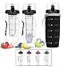 Bevgo Infuser Water Bottle - Large 32oz - Hydration Timeline Tracker - Detachable Ice Gel Ball with Flip Top Lid - Quit Sugar Multiple Colors with Recipe Gift Included