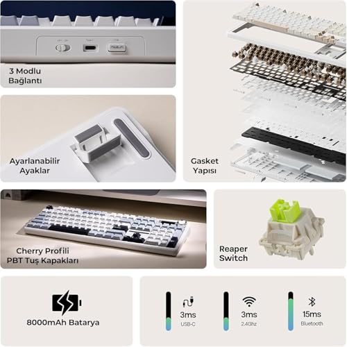 Image of Aula F108Pro Wireless Mechanical Gaming Keyboard with Display Reaper Switch