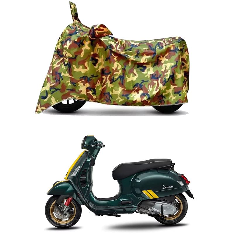 Image of Waterproof 100% PVC Coated Bike Scooty Two Wheeler Body Cover Compatible for Vespa SXL 150 Racing /UV-Rays /Heat Protection /Birds Dropping /Scratchproof /Dust Proof [6X6 Jungle Print]