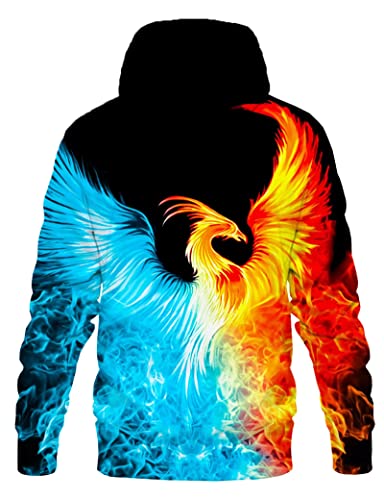 Eowjeed Men Women Pullover Hoodie Sweatshirt Fashion Hoodies For Man 3D Print Hoody Sweatshirts Animal Graphic Hooded Pullover Sweater Unisex Novelty Jackets With Pockets Large #TOP1