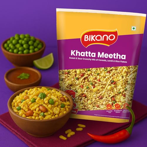 Image of Bikano Khatta Meetha Namkeen | Crunchy & Tasty namkeen | Khatta Meetha mixture, 1kg Pack (Pack of 3)