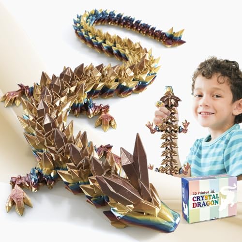 meturebear Large 3D Printed Dragon 30in,Giant 3D Dragon，Crystal Dragon