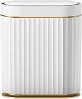 Lixeira Automática com Sensor de Movimento 7L Litros Branca com dourado – Tampa com abertura Inteligente Sem Contato, Design Moderno, compacta e higiênica
