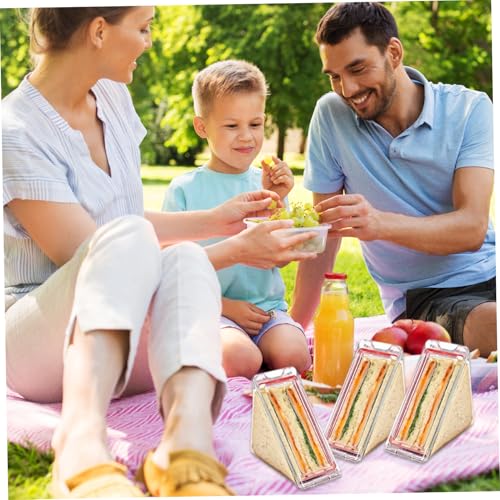 Sandwich container transparent réutilisable lot de 3 boîtes compactes de voyage - 5