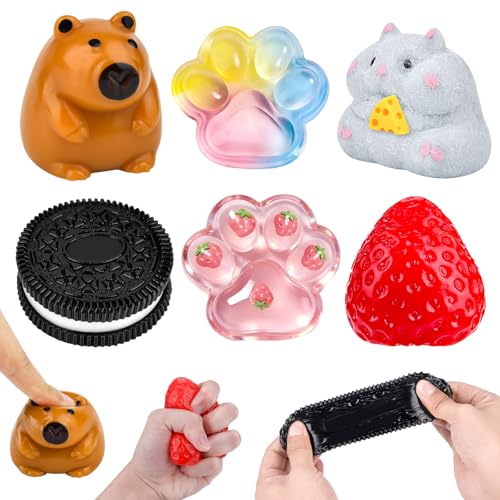 Taba Squishy Fidget Toys 6 Stück Squishy Spielzeug für Kinder & Erwachsene Anti Stress Spielzeug Fufu Squishy Squeeze Toy für Adhs Erwachsene Kinder Büro Schule Reisen