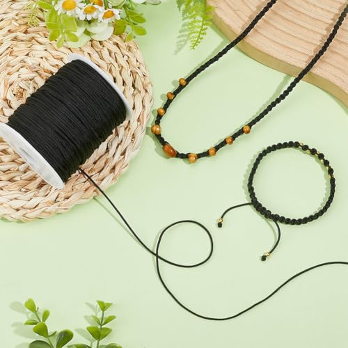Image of PH PandaHall 110 Yards 1.5mm Black Nylon Cord Wind Chime Cord Replacement Lift Shade Blind String for Windows Roman Rollers Repair Gardening Plant Waist Beading String for Bracelet Lanyard
