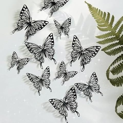 CAYUDEN 24pcs Removable 3D Butterfly Stickers Cover
