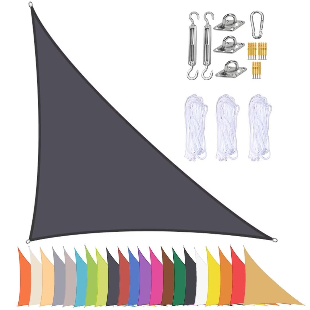 Voile d'ombrage triangulaire protection UV 90% pour terrasse