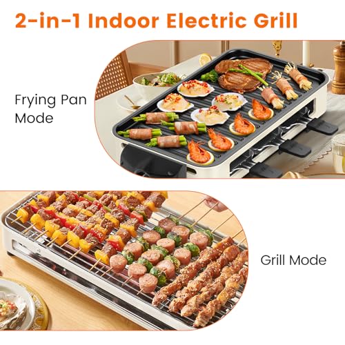 2-in-1 Indoor Smokeless Electric Grill with Raclette Cheese Plates - 1500W Korean BBQ Griddle, 16x9" Nonstick Surface, 3 Raclette Cheese Pans, Dishwasher Safe for Family, Party, Kitchen Use - Image 3