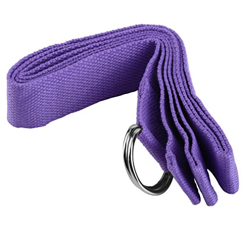 B-pretty Yoga Stretch Strap D-Ring Belt Figure Waist Leg Fitness Exercise Gym Purple