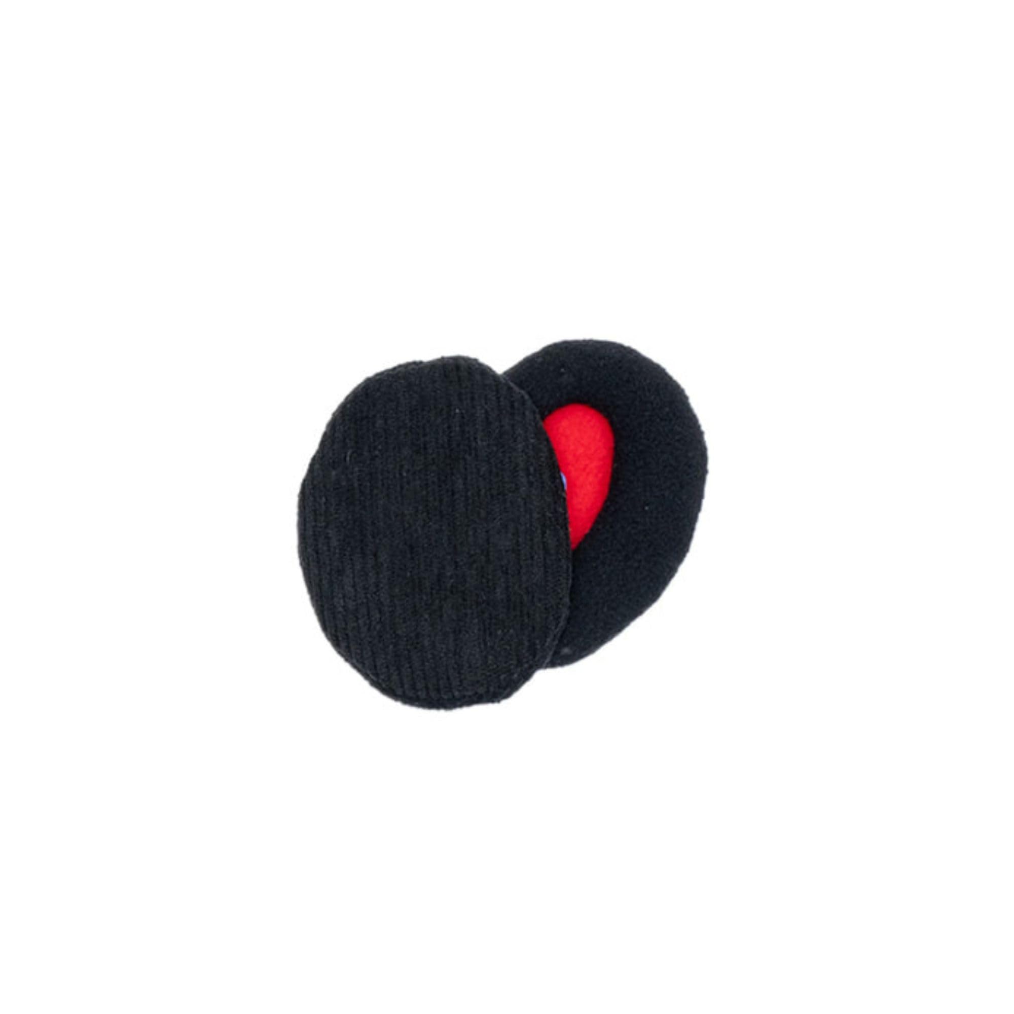 Sprigs EarBags Bandless Ear Warmers Corduroy Earmuffs For Winter (Pitch Black, Large)