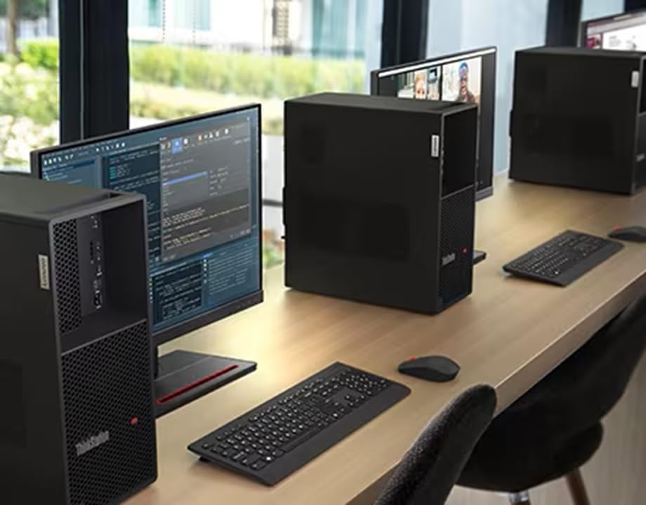 Image of Lenovo ThinkStation P3 Tower Gen 2 Workstation with Intel Core Ultra 9 285 vPro Processor, NVIDIA RTX A1000 Graphics, 32GB DDR5 Memory,1TB SSD, 2X DisplayPort, GbE RJ-45, Wi-Fi 7, and Windows 11 Pro