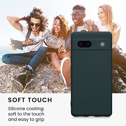 kwmobile Case for Google Pixel 7a Case - Protective Slim TPU Phone Cover - Soft Matte Finish - Dark Slate - Image 4