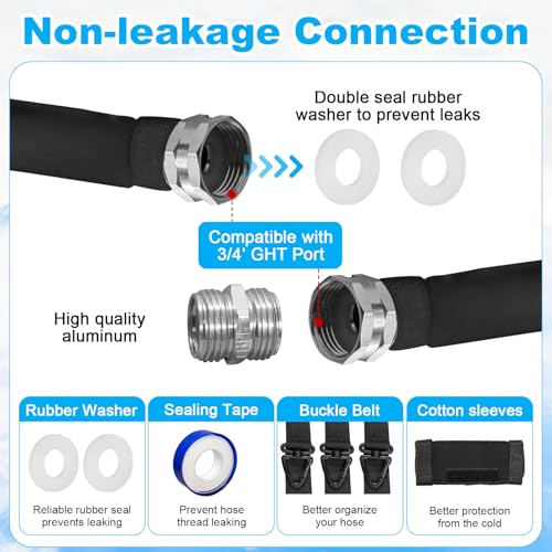 Image of 25FT Heated Rv Water Hose Camper Water Drinking Water Safe Garden Hose -40 ℉ With Electrically Heated, Lead And Bpa Free, 3 /4 inch Adapter,GFCI Plug, For Rv Camper /Home Winter Accessoriesose