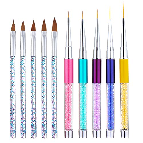 10 Stück Nagel Kunst Malerei Zeichnung Pinsel Set,Acryl Nagel Kunst Pinsel Professionell Nail Art Pens Enthalten 5 Stück…