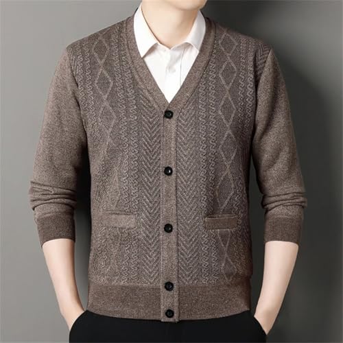 Men's Knitted Cardigan V Neck Slim Fit Solid Knit Sweater Fleece Lined Fall Winter Outerwear4