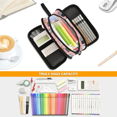 Image of Caikeny Pencil Case Cats Colorful Heart Pen Bag Large Capacity Pencil Box Pen Pouch with Zipper Cosmetic Organizer for Kids Teens Adults