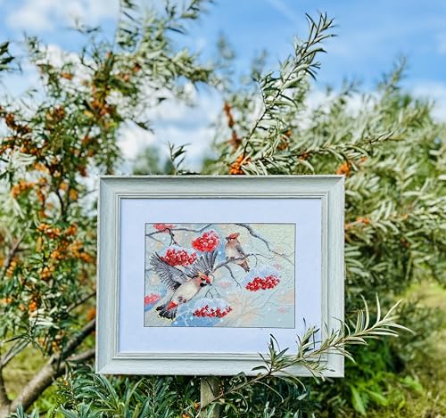 Image of RIOLIS - Winter Whispers 2207, Animals Cross Stitch Kits 11 inchx8, Cross Stitch Kits for Beginners & Advanced, Crossstitching Kit Adult, Embroidery Counted Stitching Kit