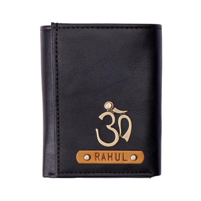 The JunketPersonalized 3 Fold Wallet for Men and Boys | PU Leather Customized Purse with Name & Charm | Unique Birthday & Anniversary for Men (Black)