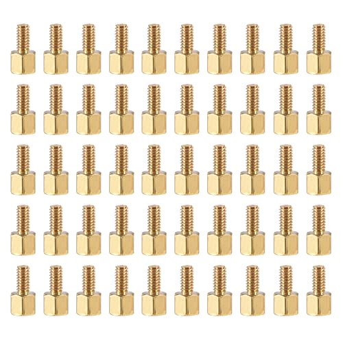 YOKIVE 100 Pcs M2.5 Standoff Screws, Brass Hex PCB Standoffs, Keep Height Consistent, Great for Motherboard (Gold Tone, 4mm+5mm)