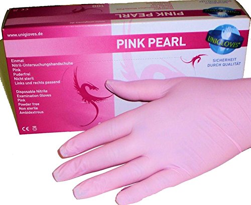 Gants de nitrile rose pour studio de tatouage et esthétique taille L