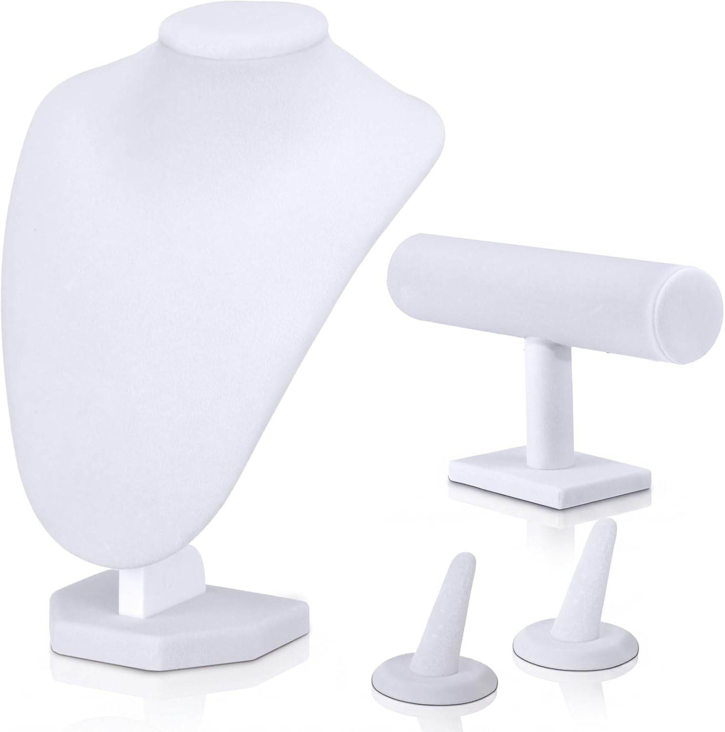Wenqik 4 Pcs White Velvet Jewelry Display Set