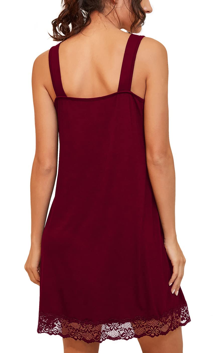 PrinStory Chemise de Nuit Ample en Dentelle pour Femme