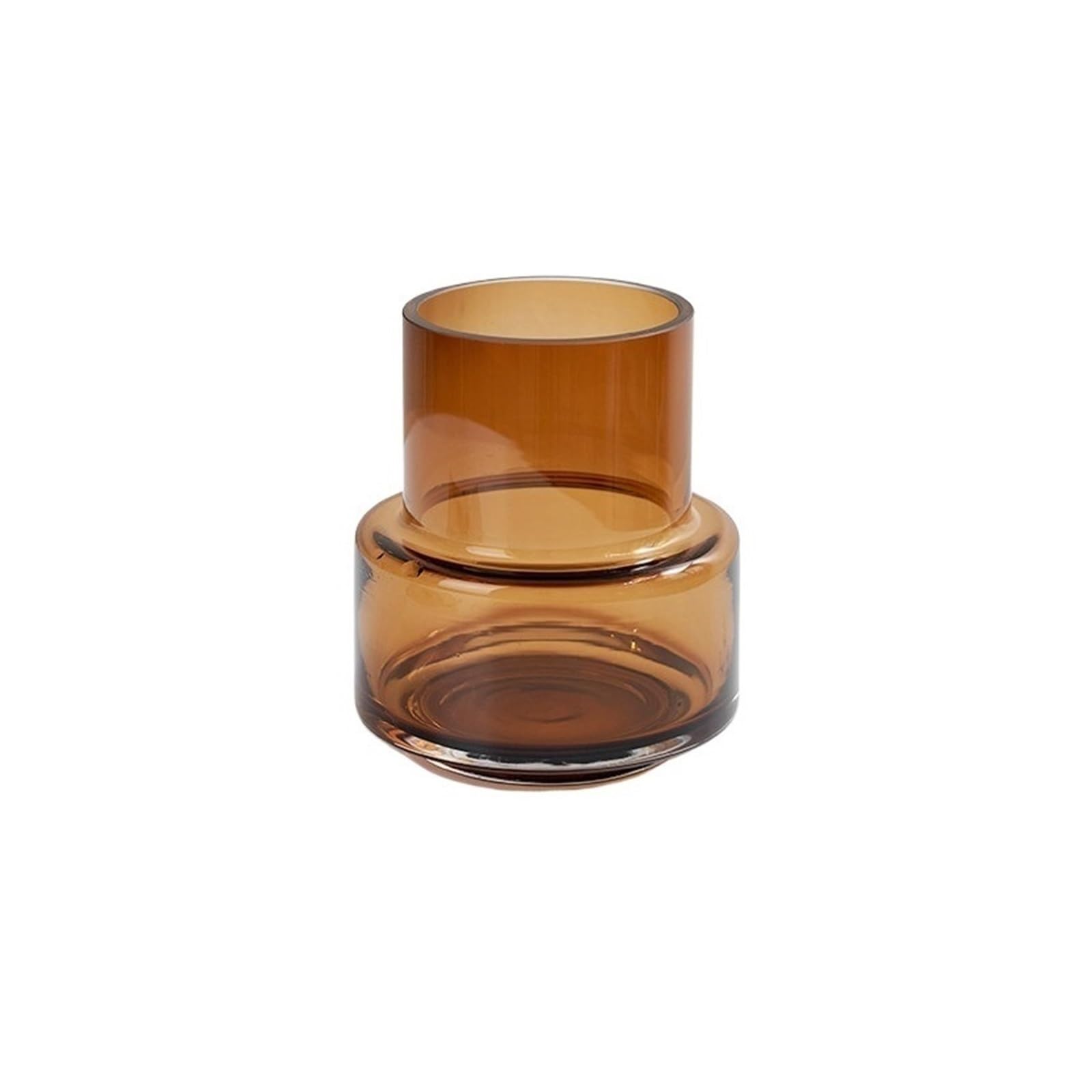 guiling-1986 Vases Decor Retro Transparent Amber Glass Vase Small Geometric Vases for Living Room Accent Decor Flower Vases
