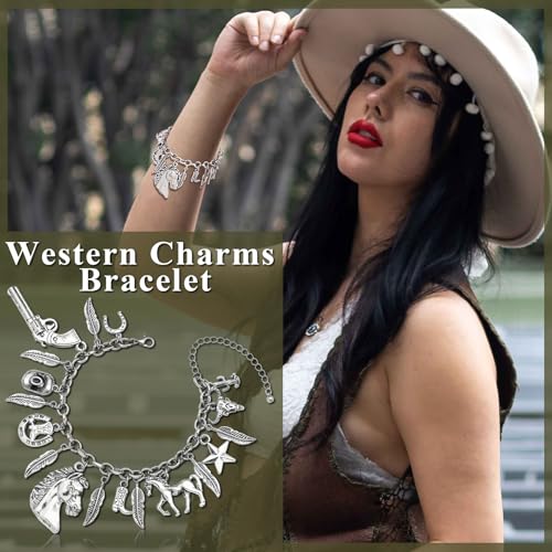 RechicGu Charms Magic Gold Ball Theme Link Chain Bracelet Cuff Bangle Western Cowgirl Fairytal Hat Star Bull Leaf Cactus Gift Jewelry2