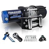 REINDEER New 12V Winch 4500 lb Load Capacity Electric Winch Kit for ATV UTV Steel Cable Wire Rope with Hawse Fairlead Waterproof IP67 with Wireless Remotes