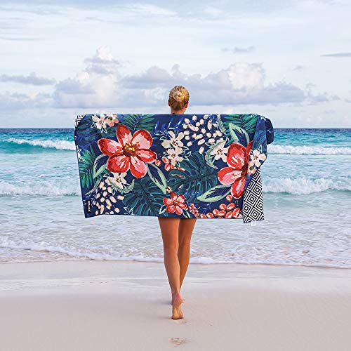 image for KOLLIEE Sand Free Beach Towels Flowers Portable Colorful Compact Beach